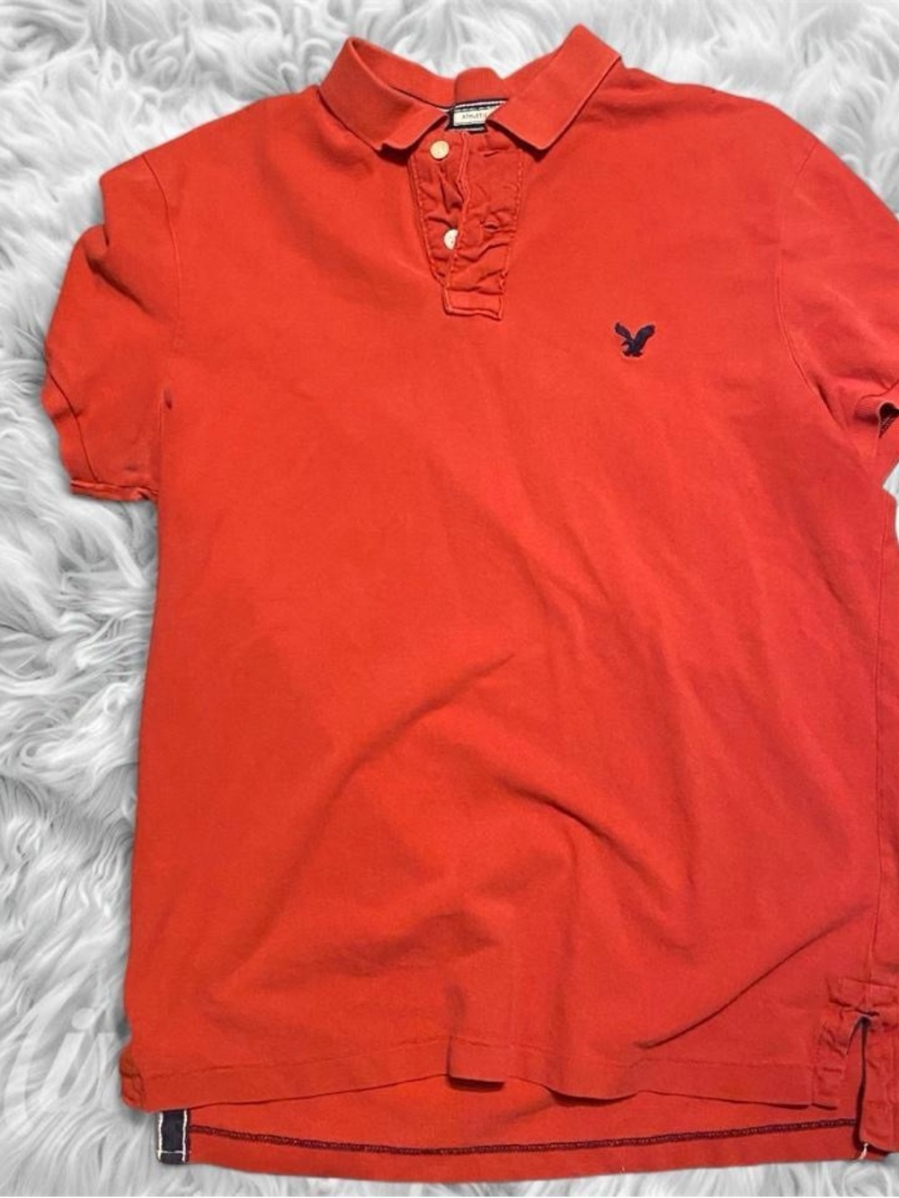 American Eagle Outfitters Men’s Bright Orange Polo with Embroidered Logo